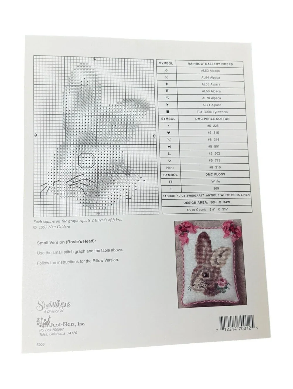 Shenanigans Rosie Rabbit Cross Stitch Pattern Booklet